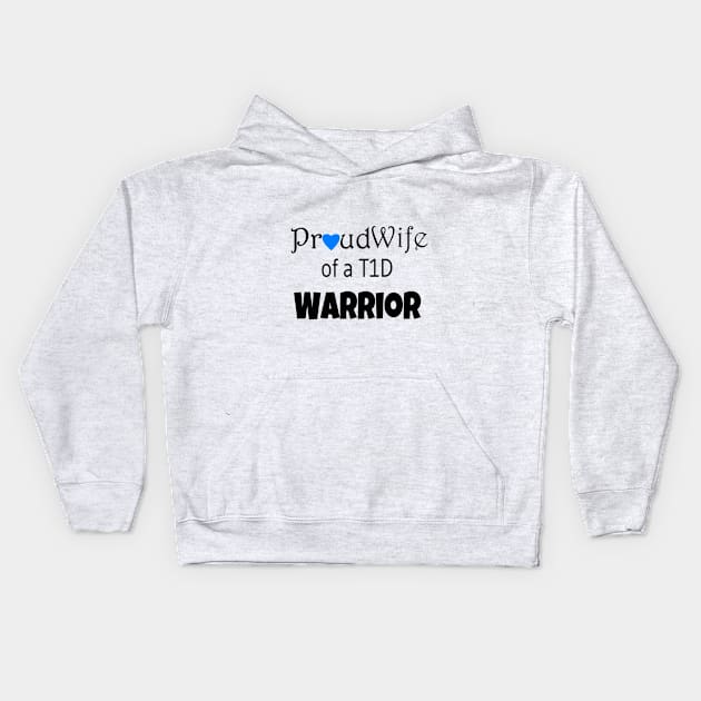 Proud Wife - Black Text - Blue Heart Kids Hoodie by CatGirl101